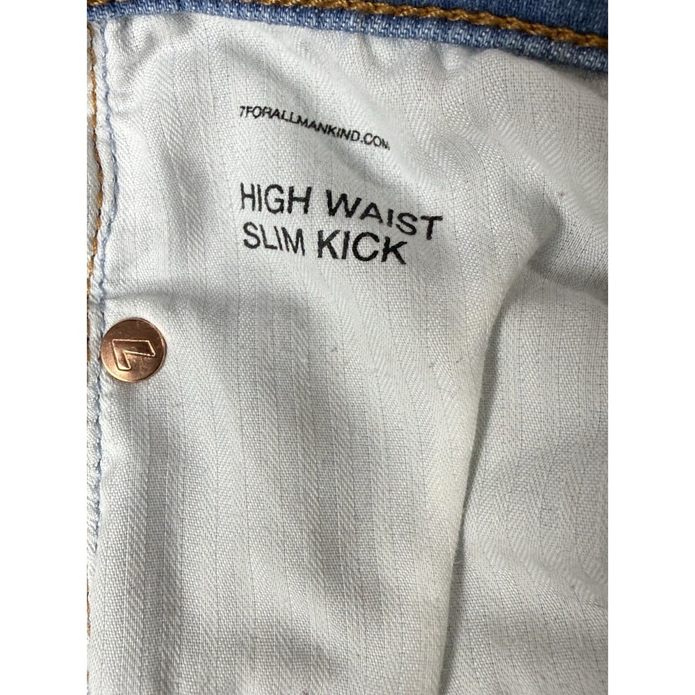 7 For All Mankind Jeans Women's 30 High Waist Slim Kick Light Wash Crop - Picture 9 of 10